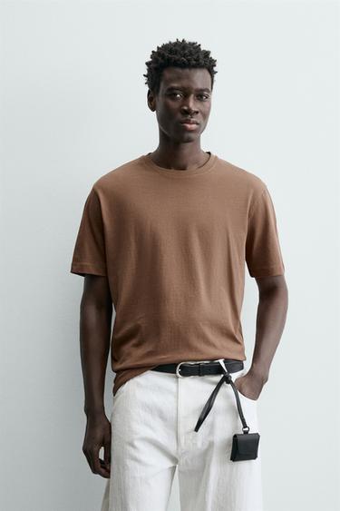 BASIC MEDIUM WEIGHT T-SHIRT - Toffee by Zara