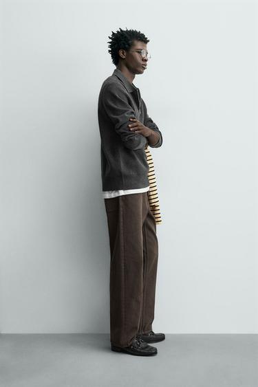 KNIT POLO SHIRT WITH ZIP - Grey marl by Zara - Image 3