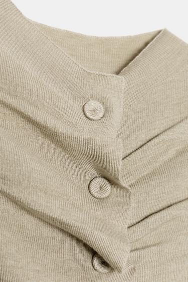 GILET EN MAILLE DRAPÉE - Sable de Zara - Image 2