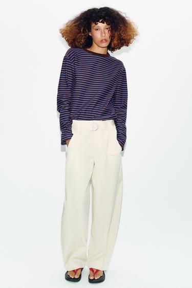 Zara STRIPED LONG SLEEVE T-SHIRT - Striped