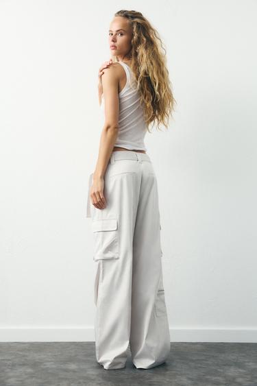 CALÇA CARGO ACETINADA - Gelo da Zara