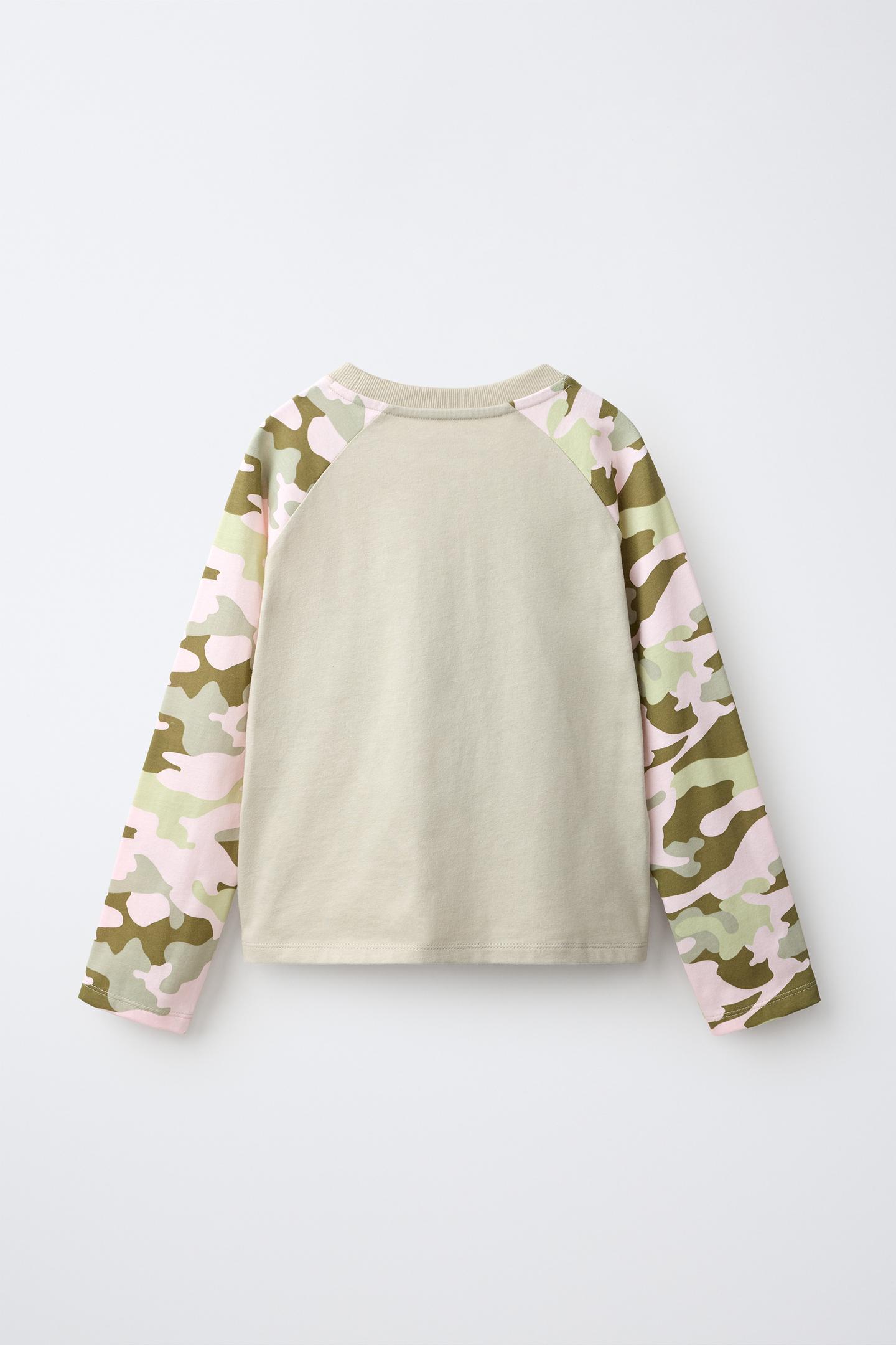 Детская футболка Zara Printed Raglan Sleeve, цвет: Хаки — фото 2