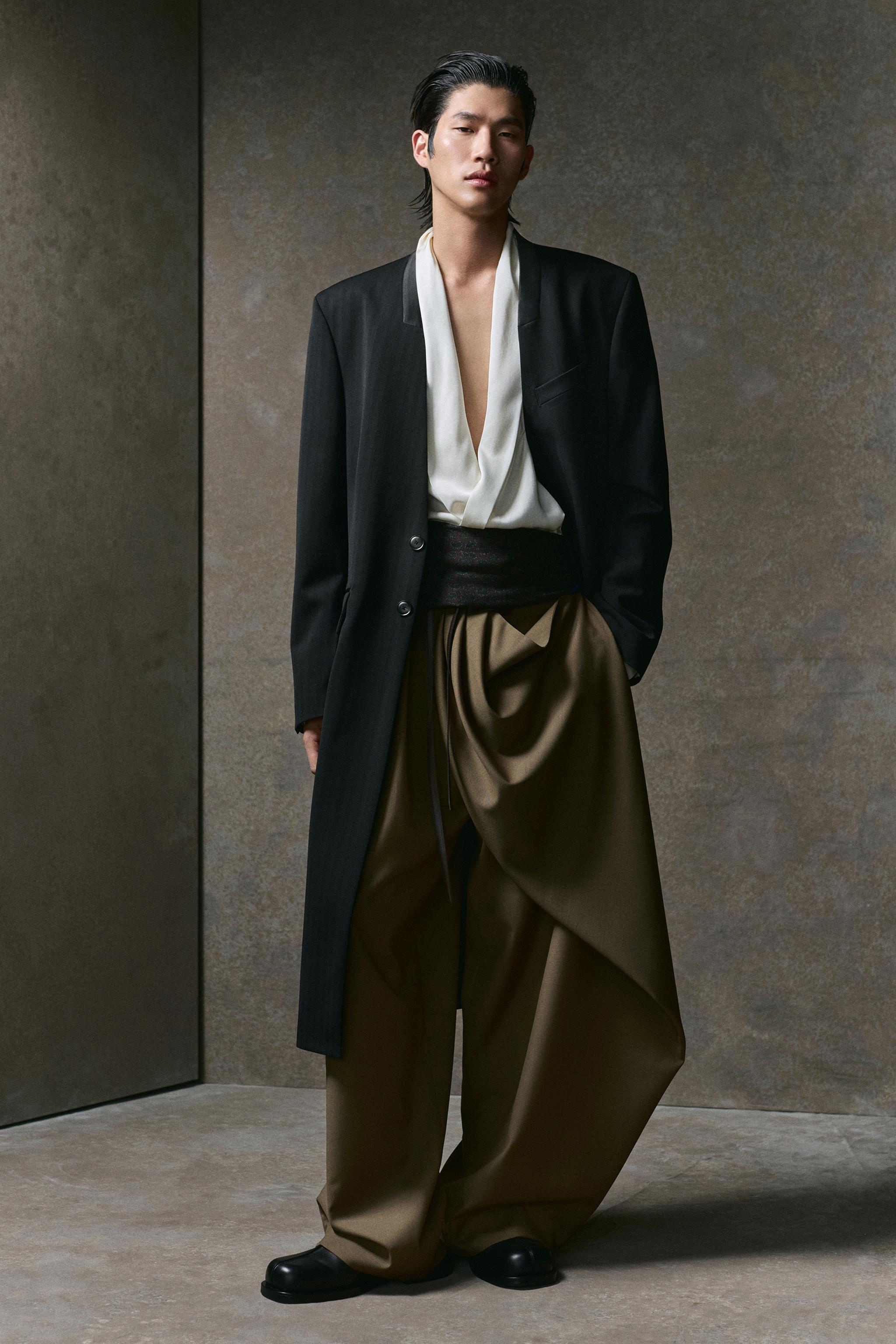 ZARA メンズ ロングコート オーバーサイズ ダブル トレンド ブラック ザラ ZARA メンズ ロングコート オーバーサイズ ダブル トレンド ブラック