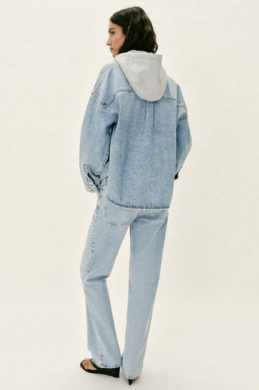 Z1975 OVERSIZE DENIM HOODIE JACKET - Light blue by Zara - Image 6