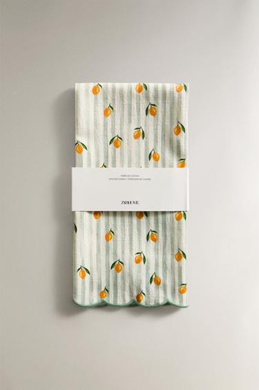 COTTON LEMON TEA TOWEL - Yellow by Zara - Image 4