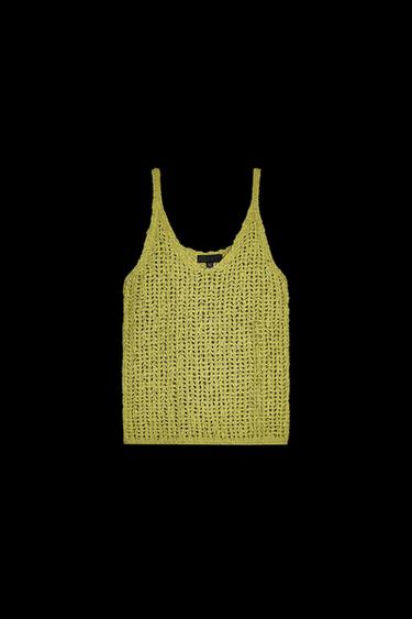 KNIT TOP WITH STRAPS - Green by Zara - Image 0