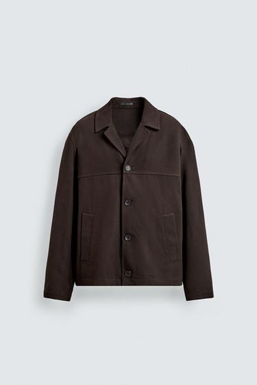 Zara TEXTURED TWILL OVERSHIRT - Maroon