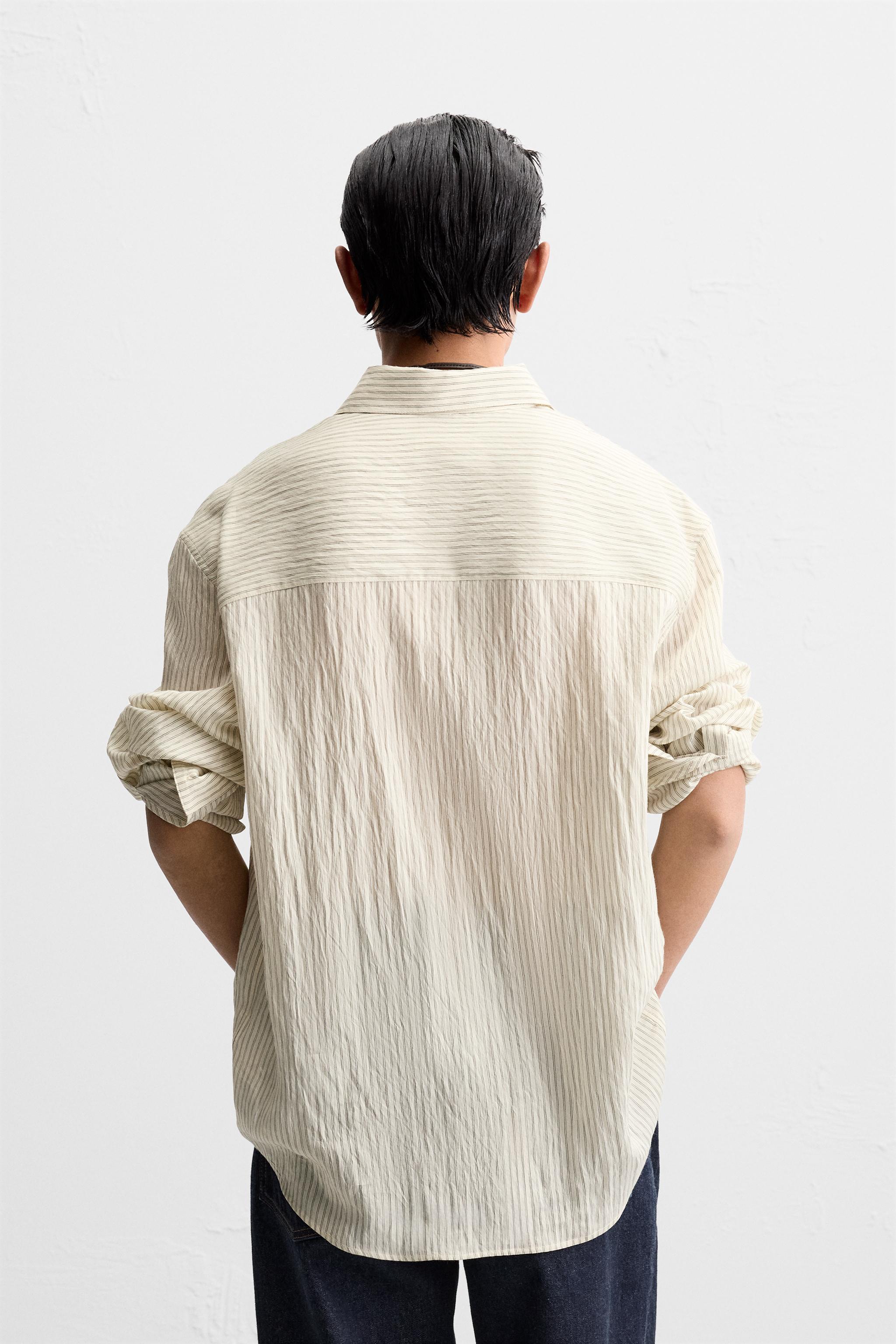 WRINKLE LOOK STRIPED SHIRT - Beige | ZARA United States