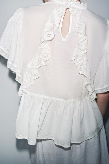 LIMITED EDITION EMBROIDERED LACE TOP - White by Zara - Image 2