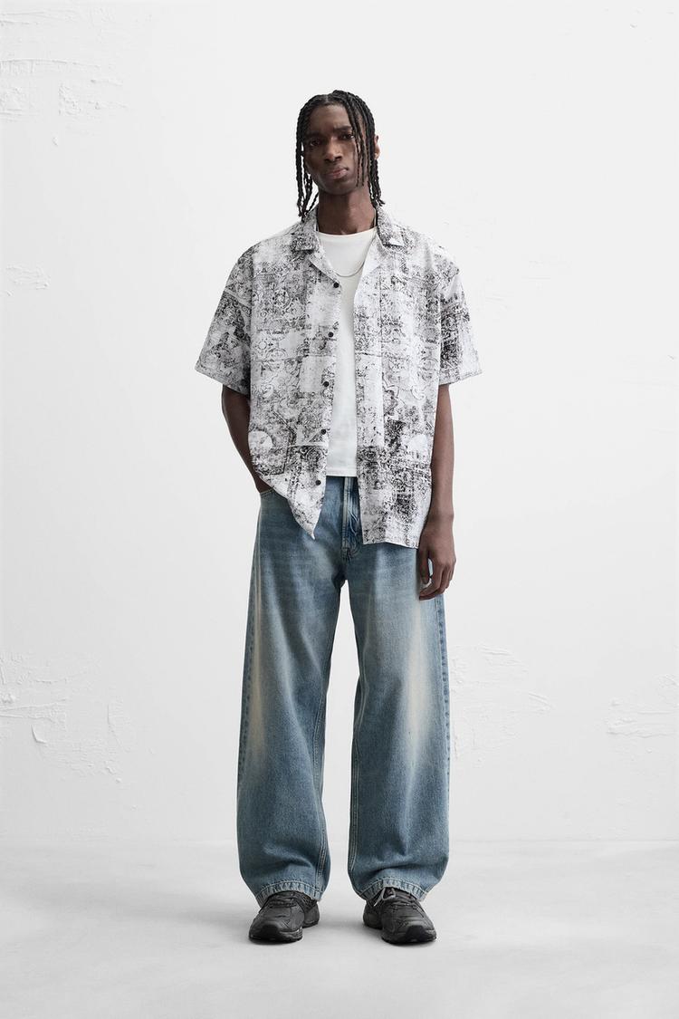 Camisa Estampado Camisa Hojas Zara CAMISA HOJAS Multicolor ZARA Chile