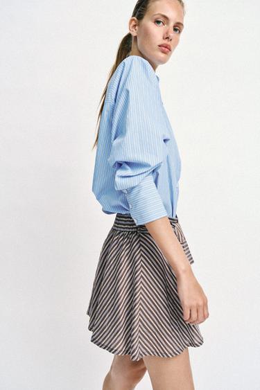SHORT À RAYURES ET NŒUD - Marron de Zara - Image 4