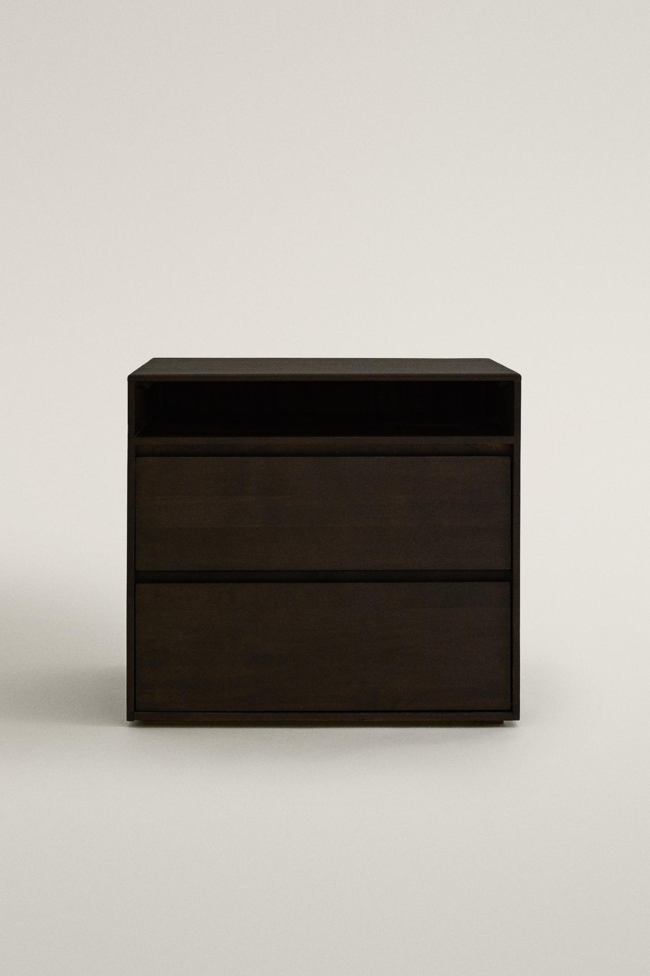 LARGE WOODEN BEDSIDE TABLE — Dark brown