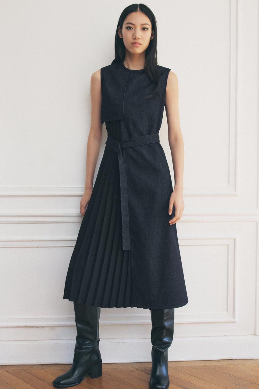 コンビ デニムワンピース ZW COLLECTION - ブルー | ZARA Japan / 日本 