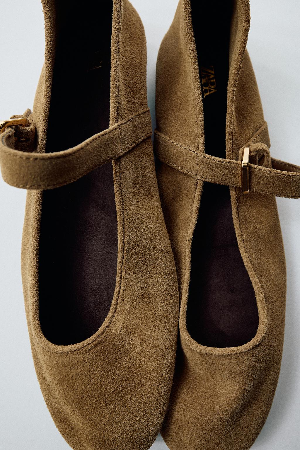 SPLIT SUEDE BALLERINA SHOES