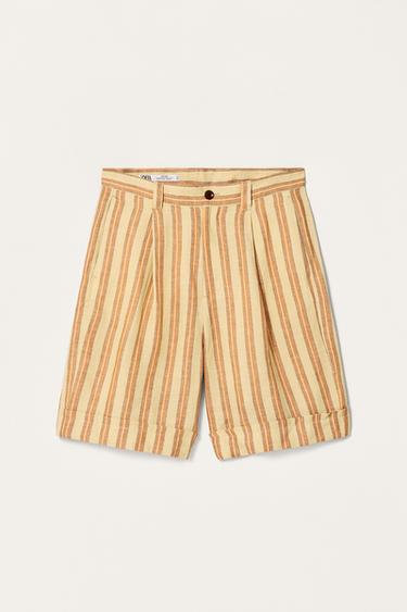 LIMITED EDITION STRIPED LINEN BERMUDA SHORTS - 089 by Zara