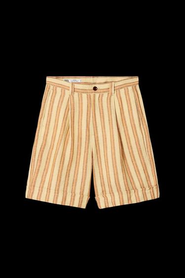 Zara LIMITED EDITION STRIPED LINEN BERMUDA SHORTS - 089 - Image 0