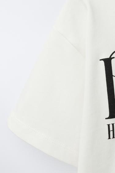 Zara TEXT PRINT T-SHIRT - Oyster-white