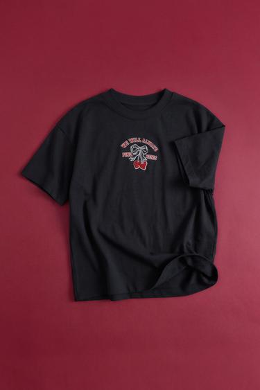 T-SHIRT IMPRIMÉ CŒURS - Anthracite foncé de Zara