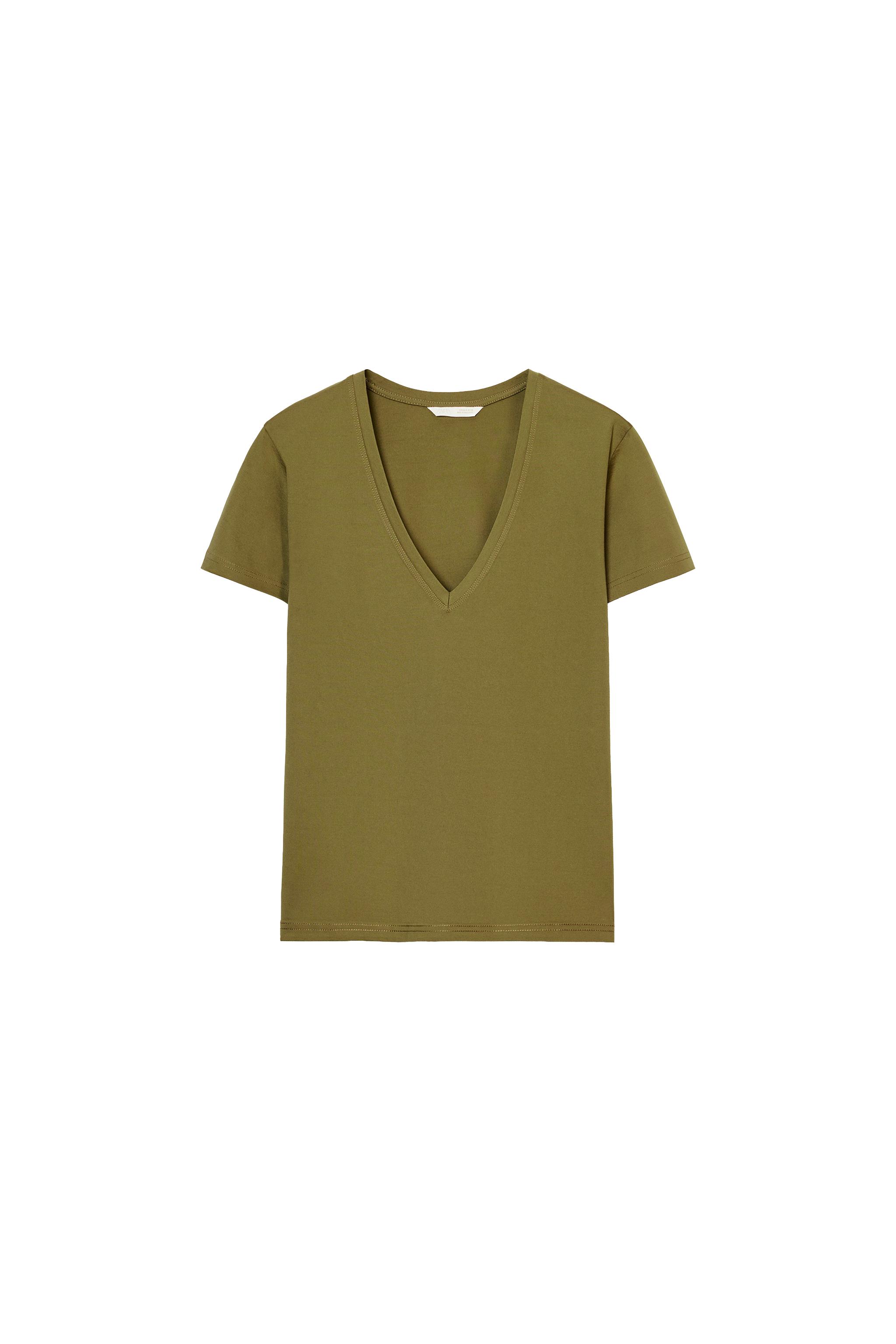 INTERLOCK V-NECK T-SHIRT - Black | ZARA United States