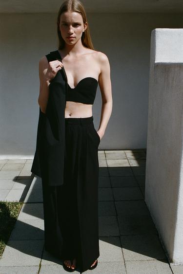 TOP BANDEAU DÉCOLLETÉ CŒUR - Noir de Zara