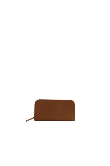 LEREN PORTEMONNEE - Bruin van Zara