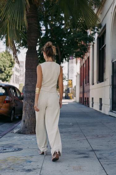 PANTALÓN ESTRUCTURA - Crudo de Zara