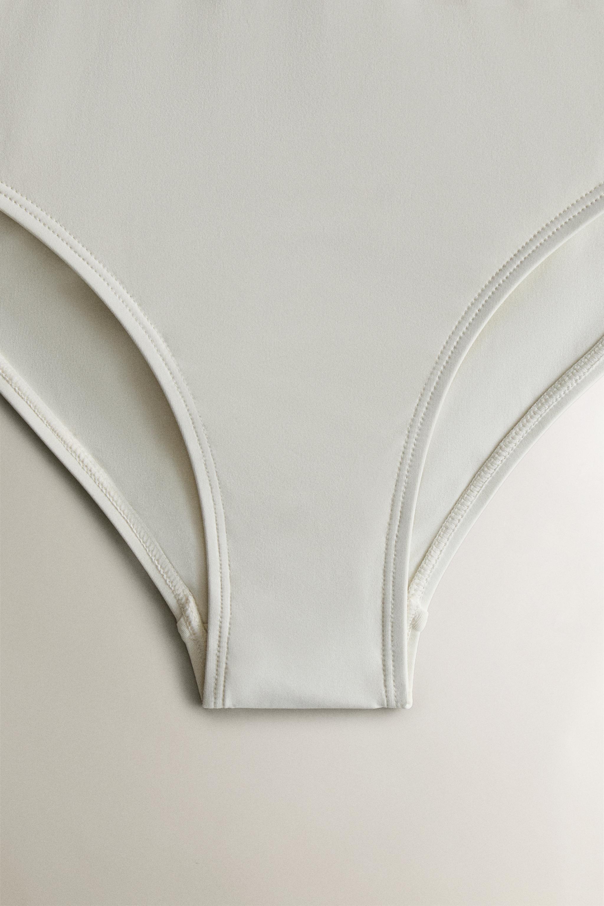 HIGH-WAISTED BEACH BIKINI BOTTOMS WITH CONTRAST BAND