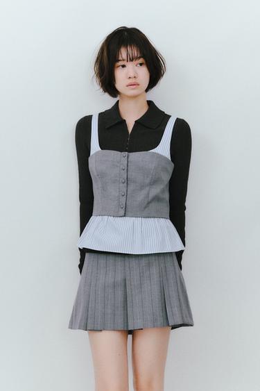 PINSTRIPE MINI SKIRT - Mid-grey by Zara