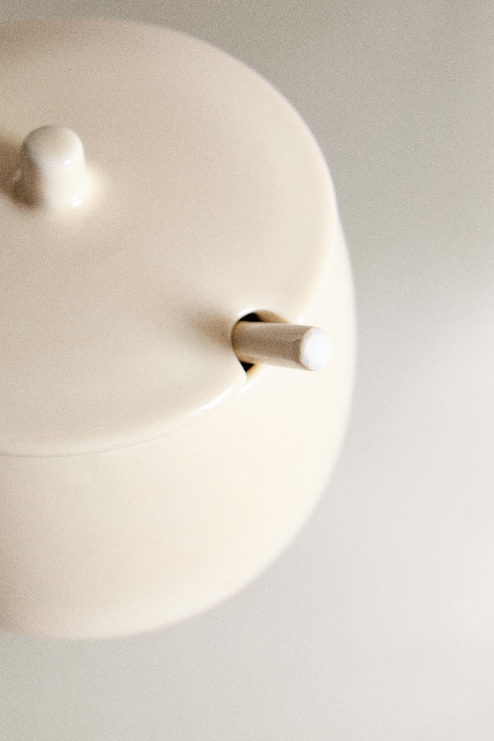 Zuccheriera In Ceramica Bianco Avorio Con Cucchiaino - Capacità 150 Ml, Stile Elegante - Foto 5