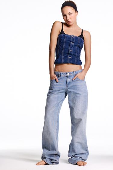 TOP BANDEAU DENIM TRF - Azul da Zara