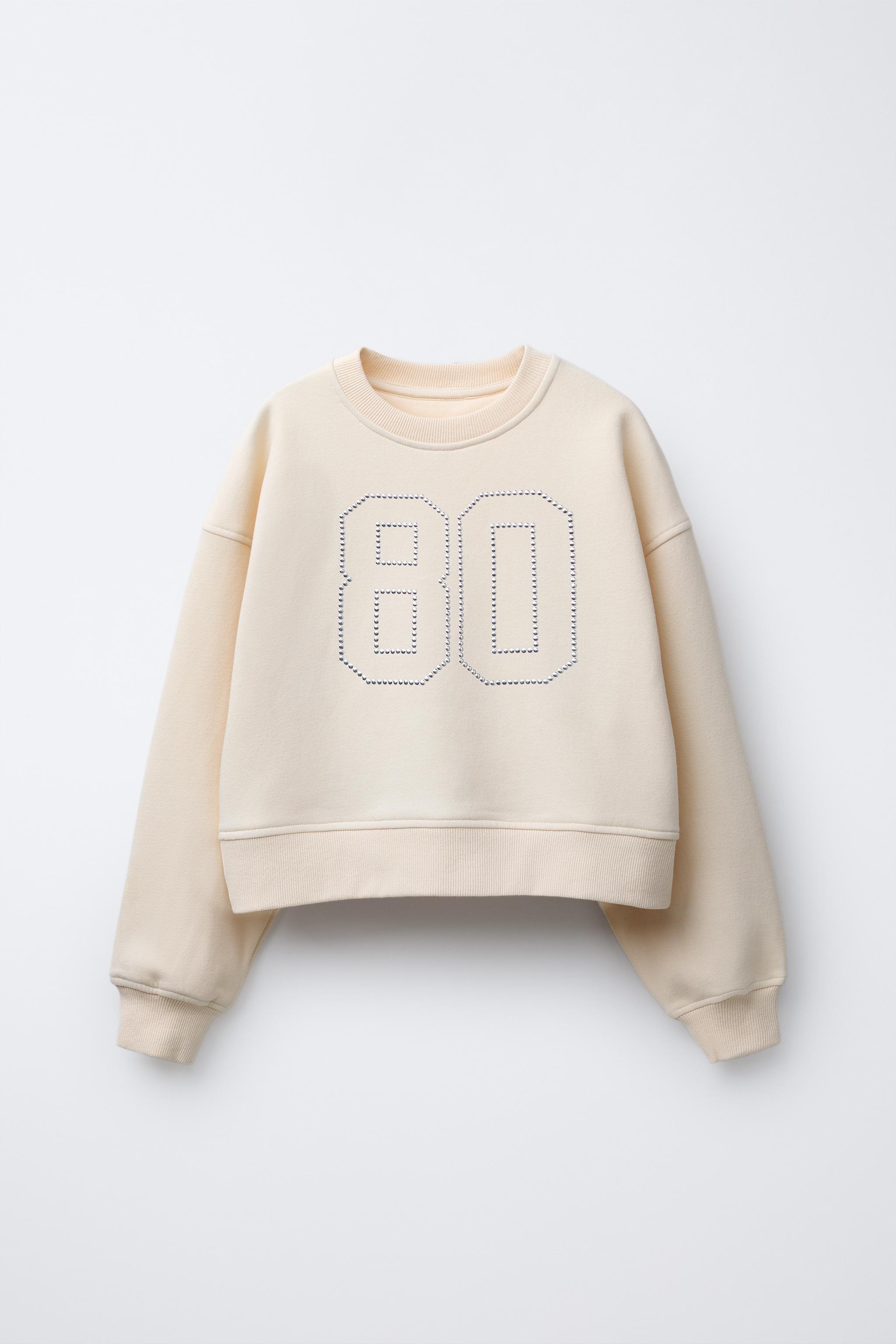 ゆー NUMBER STUD SWEATSHIRT - Ecru | ZARA United States