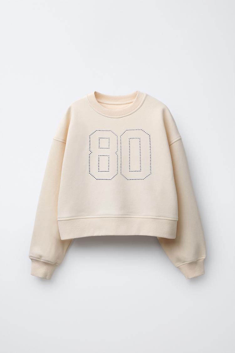 NUMBER STUD SWEATSHIRT Ecru ZARA United States