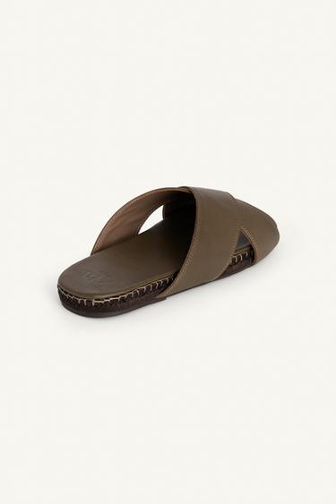 LEATHER CROSSOVER SANDALS - Green by Zara - Image 5