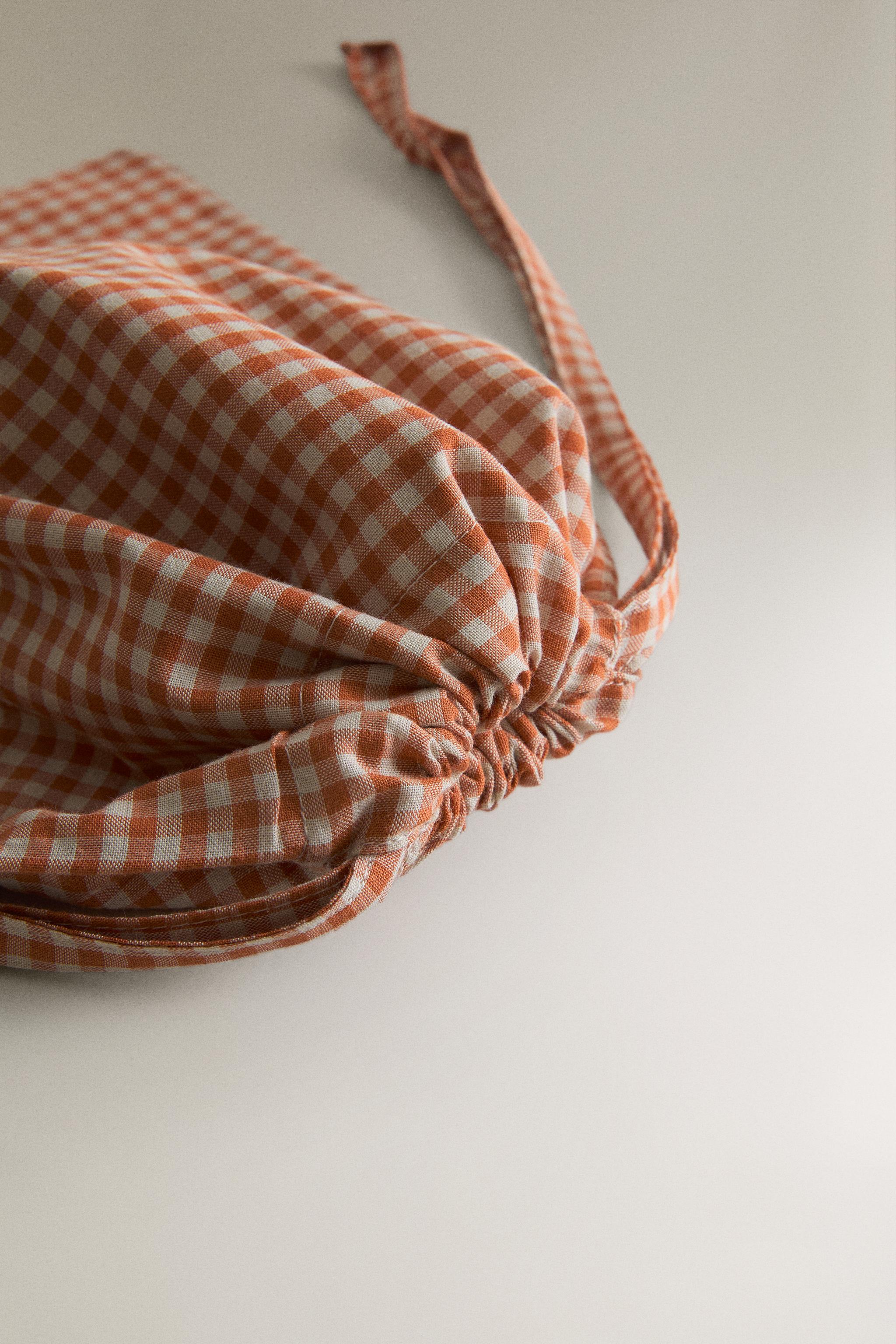 VICHY COTTON BABY BAGS (PACK OF 2) — Dark orange