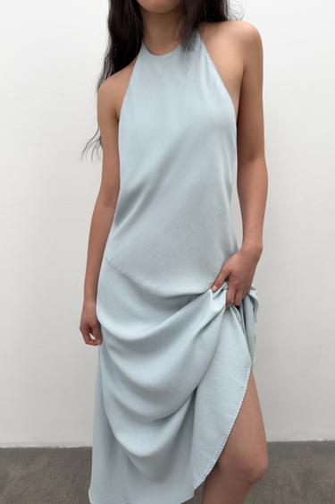 ROBE FLUIDE HALTER - Bleu clair de Zara - Image 1