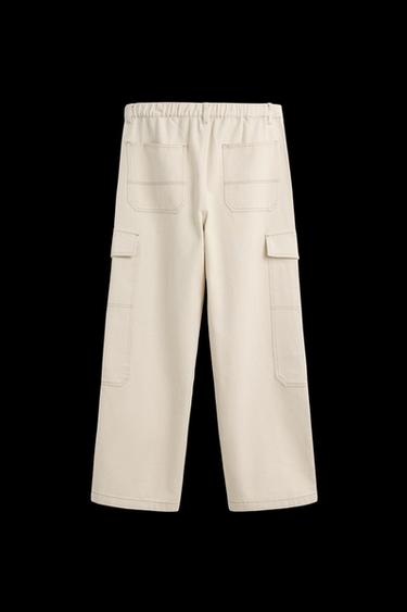 WIDE-LEG CARGO TROUSERS - Light beige by Zara