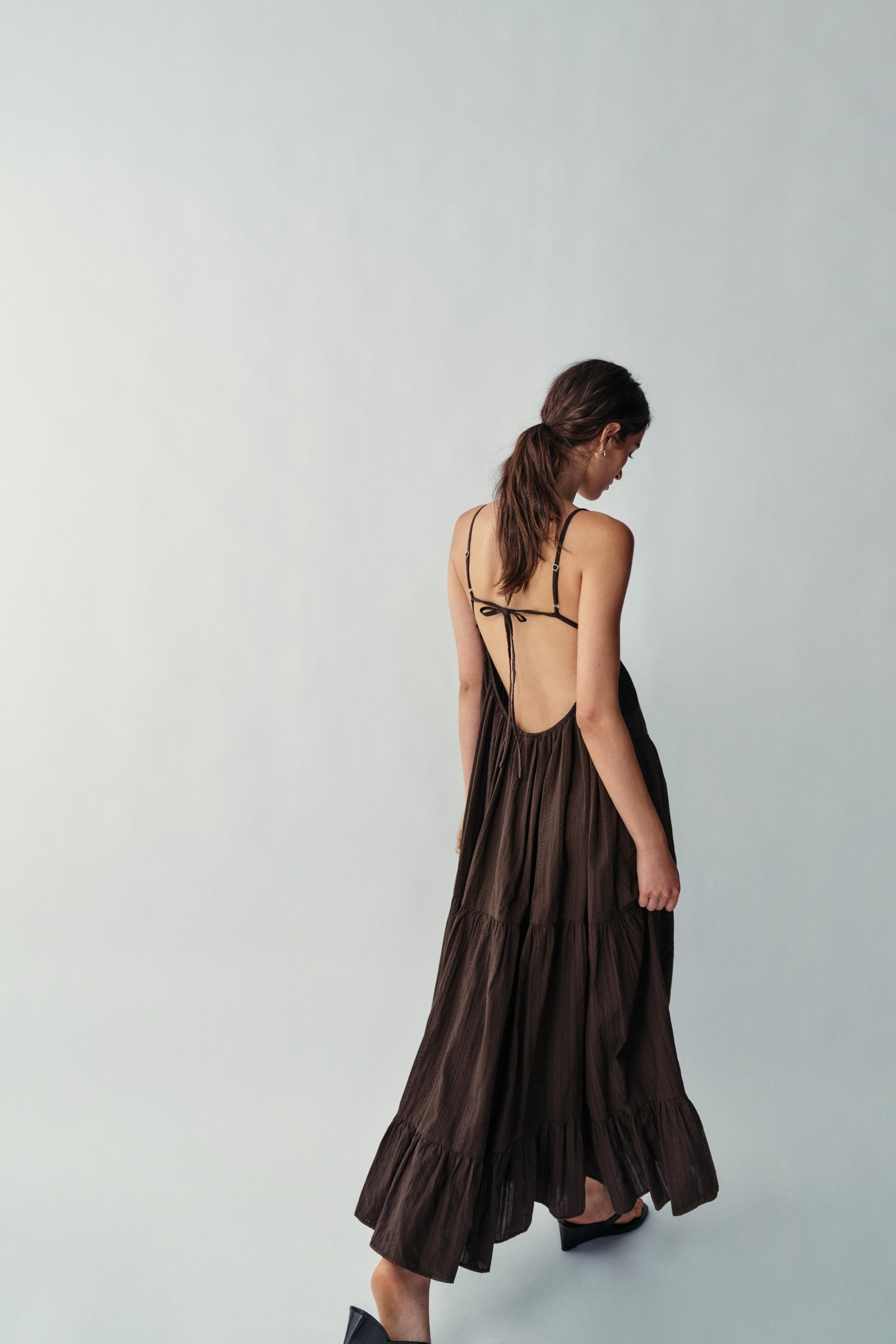 Женские платья Zara PANELLED LONG DRESS — фото 6
