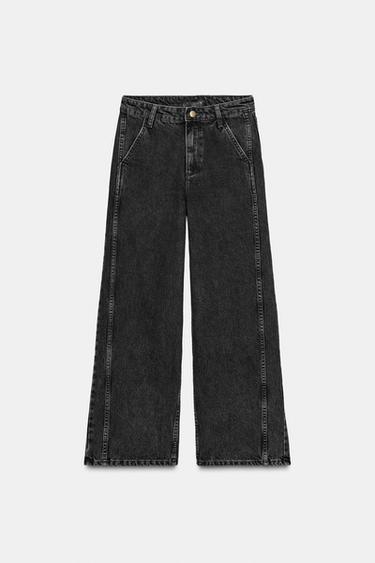 Zara Z1975 HIGH-WAISTED CULOTTES JEANS - Black