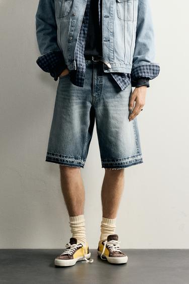 RELAXED FIT DENIM SHORTS — Blue 2