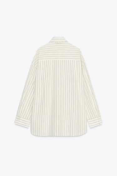 OVERSIZE SHIRT WITH TIE - White / Grey by Zara - Image 6
