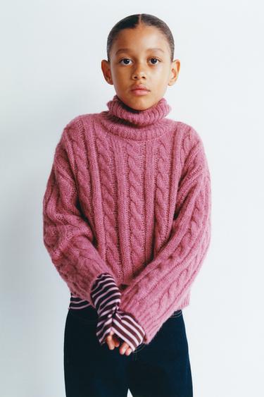 PULL EN MAILLE À TORSADES - Rose poudré de Zara - Image 1