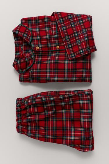 6-14 AÑOS/ PIJAMA CUADROS FRANELA  - Rojo de Zara