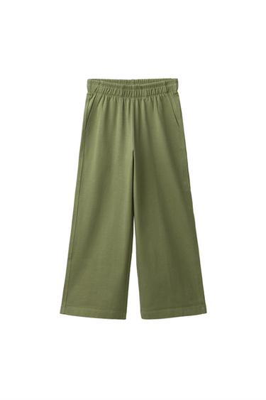 WIDE-LEG HEAVY JERSEY TROUSERS - Khaki by Zara