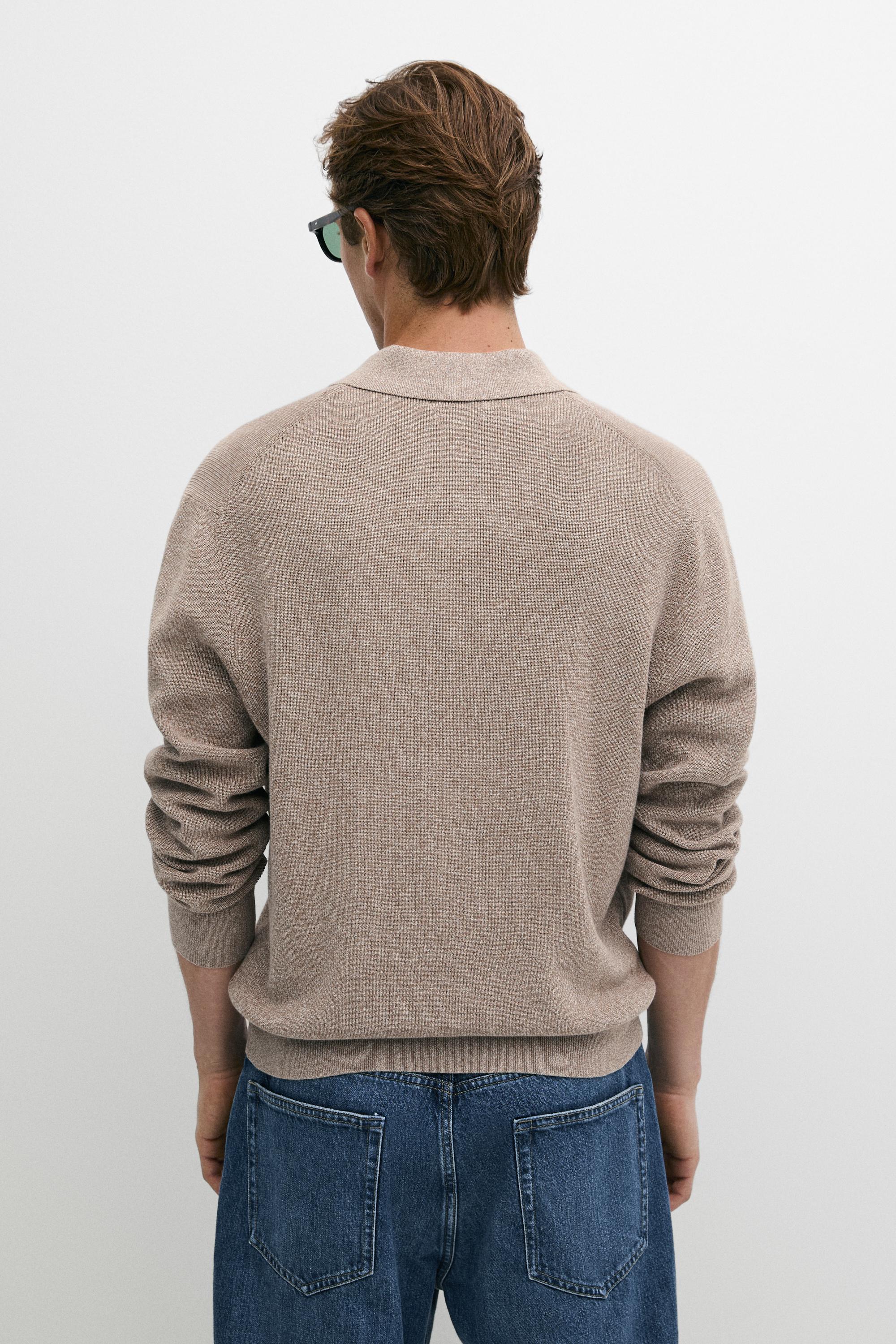 Pull polo en maille moulinée 100 % coton