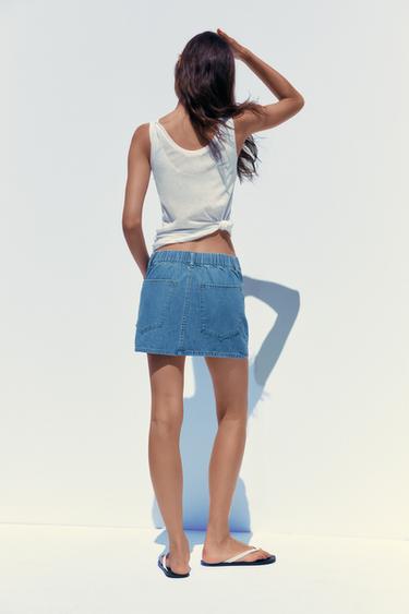 MINI-JUPE EN JEAN TRF - Bleu de Zara - Image 4