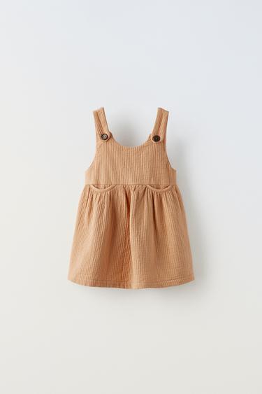 САРАФАН ИЗ РЕЛЬЕФНОЙ ТКАНИ — СВЕТЛО-БЕЖЕВЫЙ от Zara — изображение 0