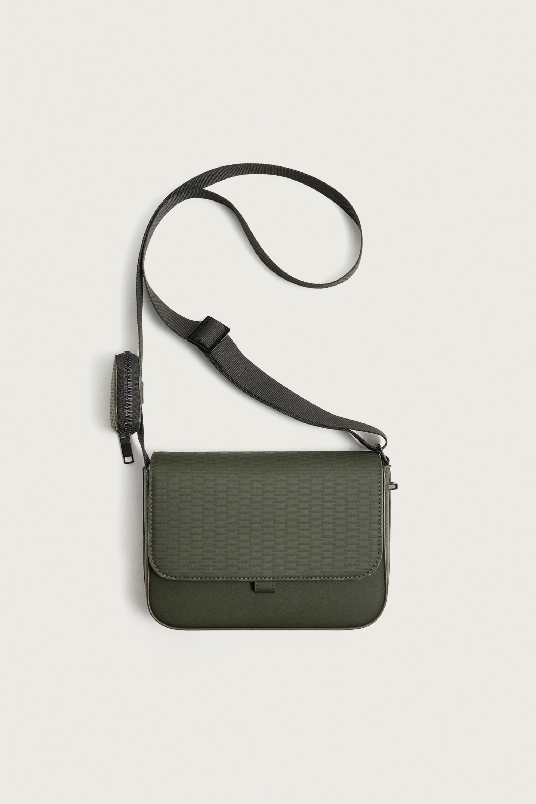 RUBBERIZED TEXTURE CROSSBODY BAG — Khaki Green