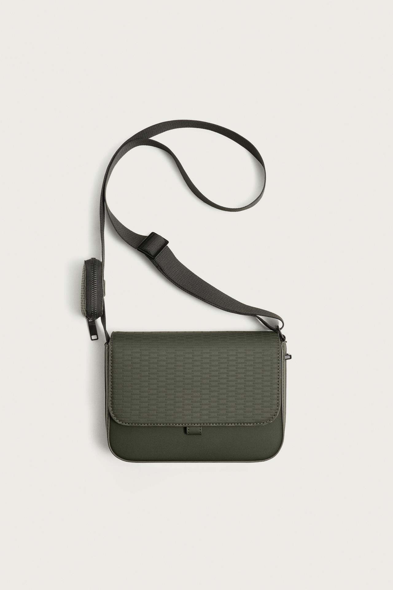 RUBBERIZED TEXTURE CROSSBODY BAG — Khaki Green