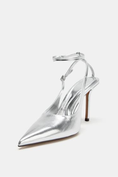 METALLIC-EFFECT SLINGBACK SHOES - Silver by Zara - Image 5