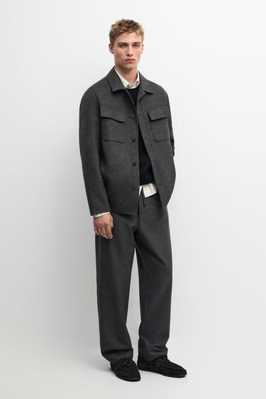 Wool blend overshirt with pocket detail — Anthracite Gray 1